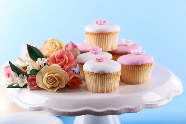 Leckere Cupcake am Stand — Stockfoto