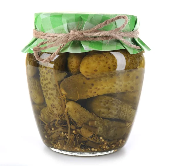 Vaso di cetrioli in scatola — Foto Stock