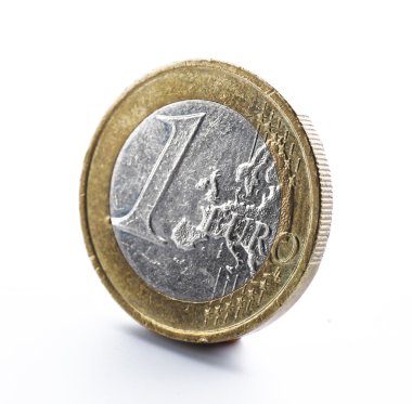 Beyaz Arkaplanda İzole Edilmiş Bir Euro Sikke