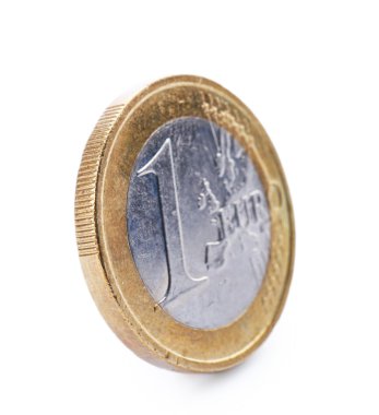 Beyaz Arkaplanda İzole Edilmiş Bir Euro Sikke