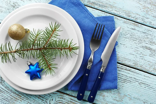 Konzept für weihnachtliches Tischdecken — Stockfoto