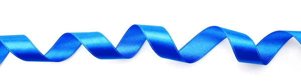 Dark blue satin ribbon isolated on white — Stock Photo, Image