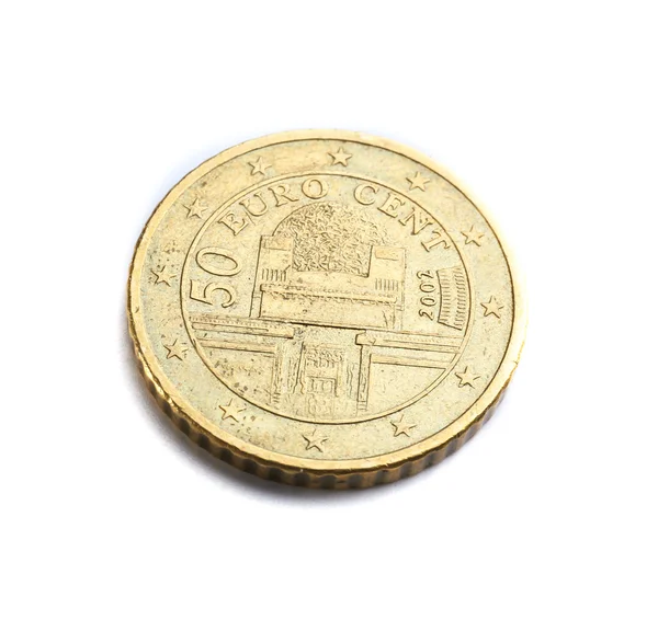 Moneda de 50 centavos aislada sobre fondo blanco —  Fotos de Stock
