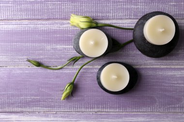 Spa kompozisyon çiçek ve mum