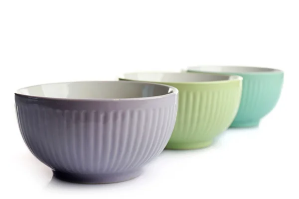 Three empty ceramic bowls — Stock Photo, Image