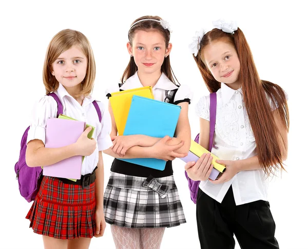 Schoolgirls Isolated White — Stock Photo, Image