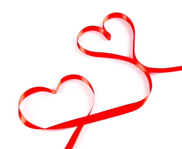 Red hearts ribbon — Stock Photo, Image