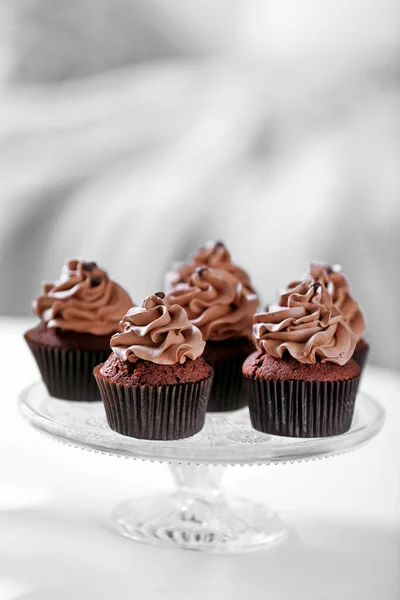 Chocolate cupcakes on table — Stock Photo, Image