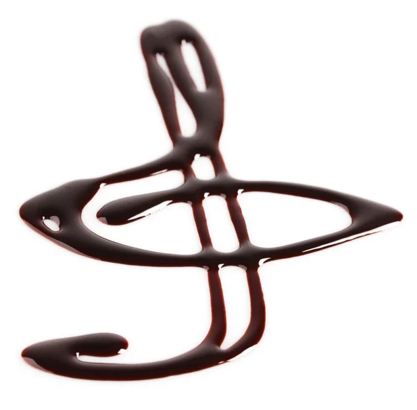Silhouette of drawn chocolate treble clef — Stock Photo, Image