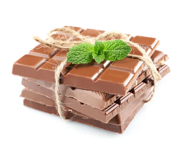 Barra de chocolate con leche y lazo —  Fotos de Stock