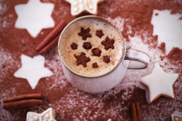 Cappuccino e biscotti natalizi — Foto Stock