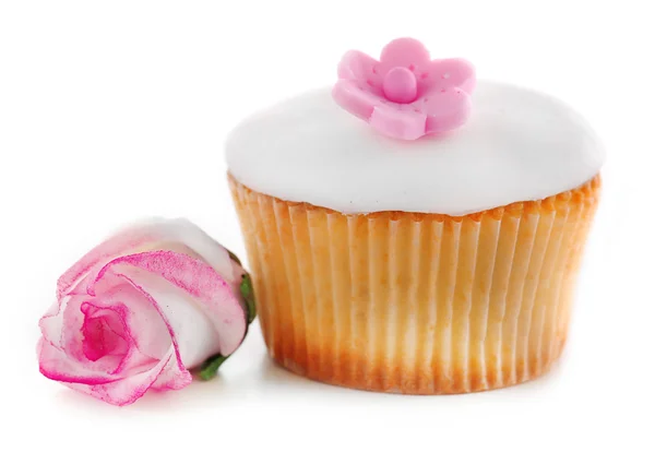 Gustoso cupcake con rosa — Foto Stock