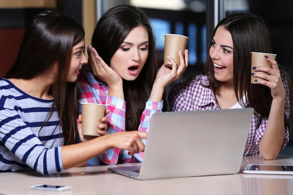 Melhores amigos com laptop — Fotografia de Stock