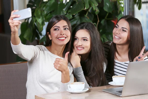 Beste vrienden met laptop — Stockfoto