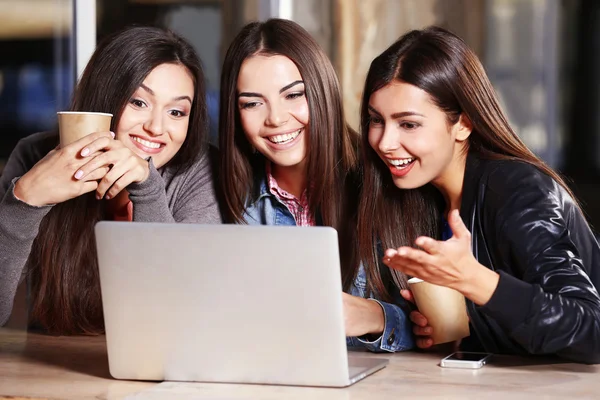 Beste vrienden met laptop — Stockfoto