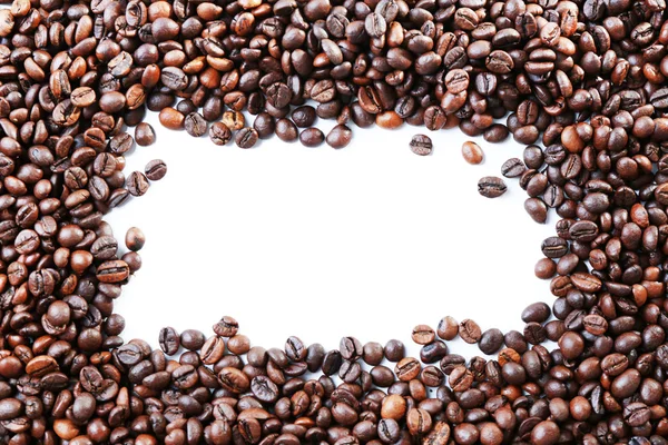 Koffiebonen frame op witte achtergrond — Stockfoto