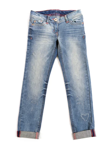 Jeans azules aislados sobre fondo blanco — Foto de Stock