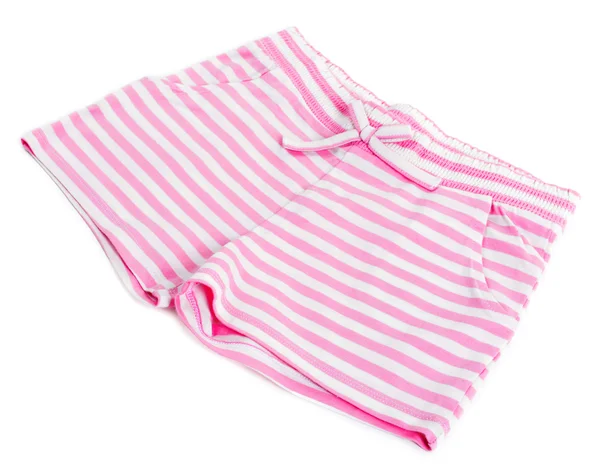 Pantalones cortos de algodón rayado rosa aislados sobre fondo blanco —  Fotos de Stock