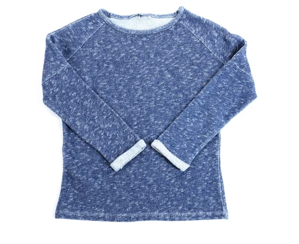 Blauer kurzer Pullover isoliert auf weißem Hintergrund — Stockfoto