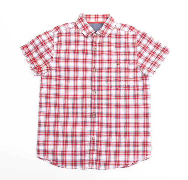 Rotes kariertes Hemd isoliert auf weißem Hintergrund — Stockfoto