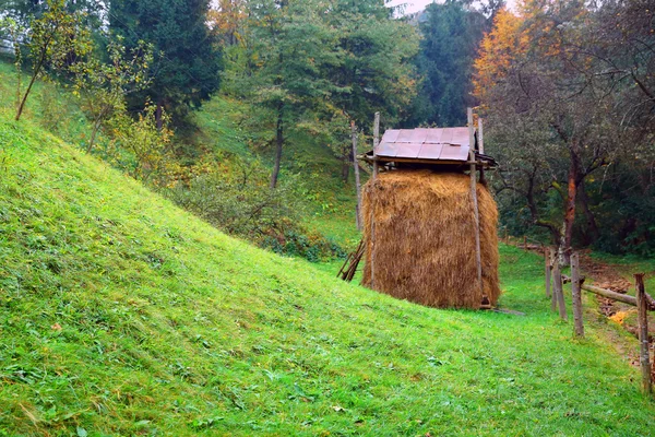 Haystacks in Carpathian mountains — Stock Photo, Image