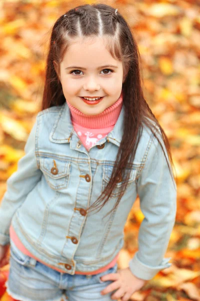 Mooi meisje mand met appelen, buiten bedrijf — Stockfoto