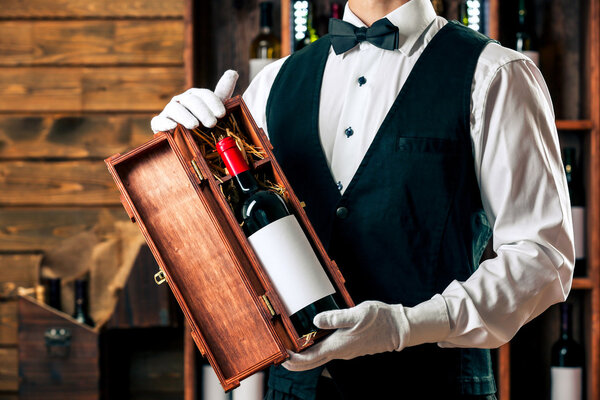 Bartender working on bar  