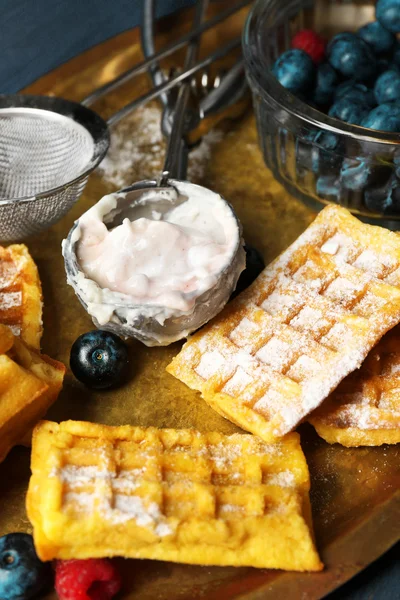 Sweet homemade waffles — Stock Photo, Image