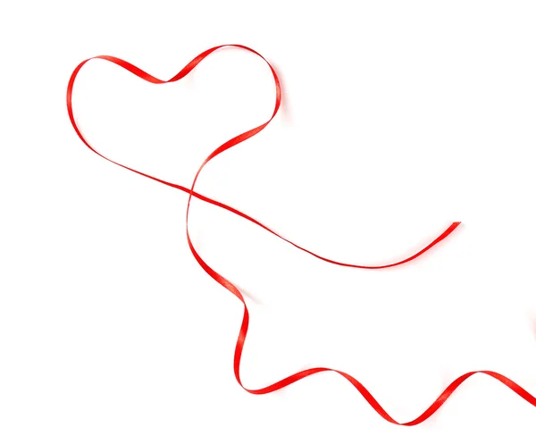 Red heart ribbon — Stock Photo, Image