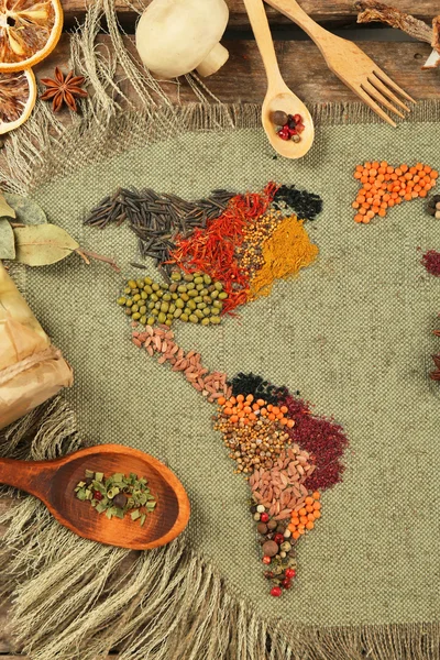 Spices on sackcloth background — Stock Photo, Image