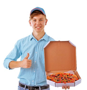 Pizza ile servis elemanı