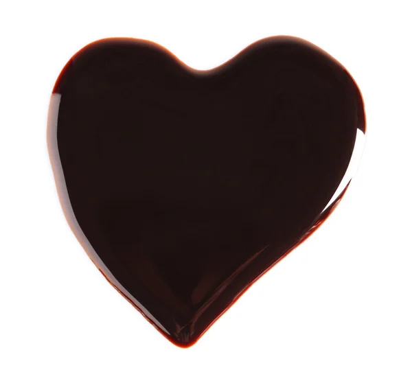 Silhouette eines gezeichneten Schokoladenherzens, isoliert auf Weiß — Stockfoto