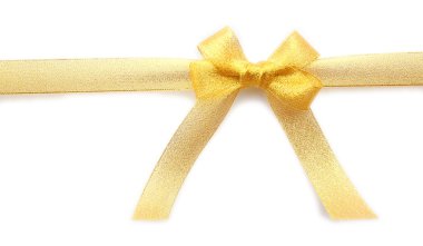 Beyaz izole sarı ipek kurdele yay