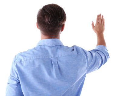 Beyaz genç adam arkadan görünüm    