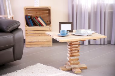 Modern oturma odası iç sehpa, koltuk ve stand