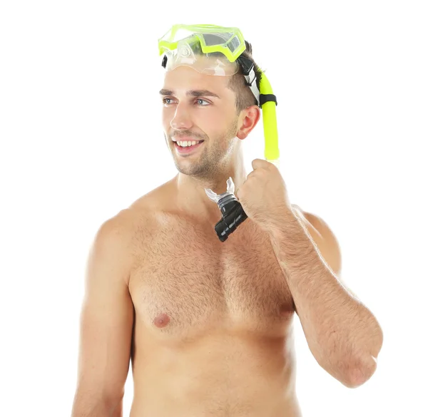 Mann mit Schwimmmaske oder Schwimmbrille — Stockfoto