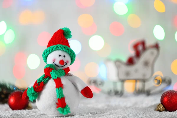 Cute snowman on Christmas background — Stock Photo, Image