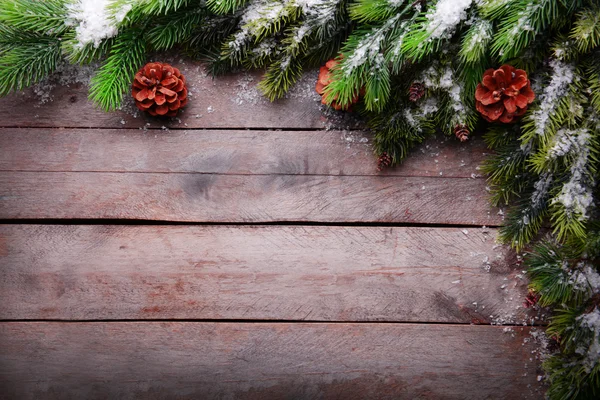 Marco de decoración de Navidad sobre fondo de madera — Foto de Stock