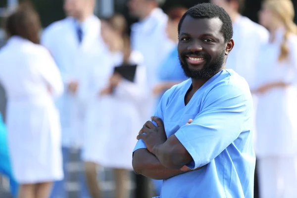 Portrait Handsome Smiling Doctor — Stock Photo, Image