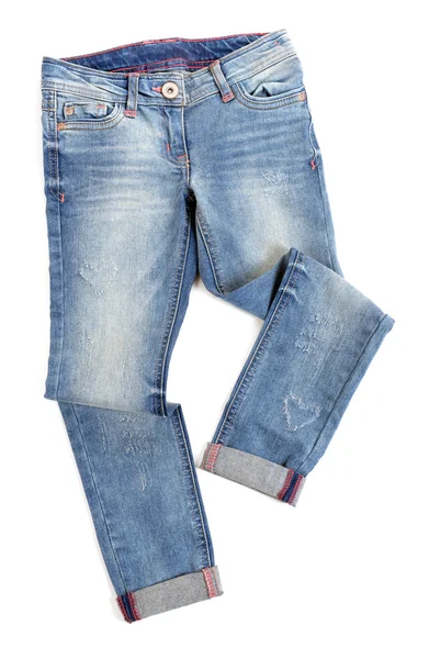 Blå jeans isolerad på vit bakgrund — Stockfoto