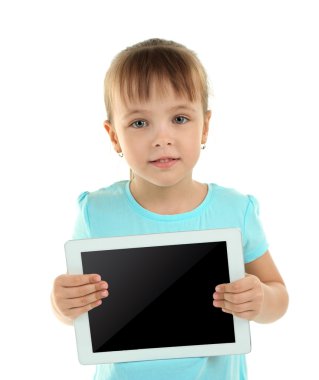 Dijital tablet ile güzel küçük kız