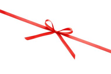 Yay ile parlak kırmızı kurdele