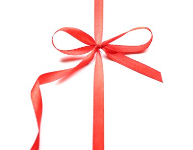 Yay ile parlak kırmızı kurdele