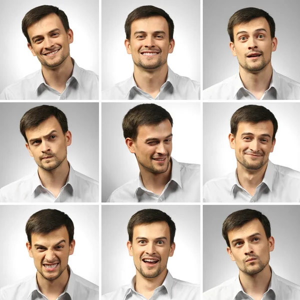 Hombre expresando diferentes emociones — Foto de Stock