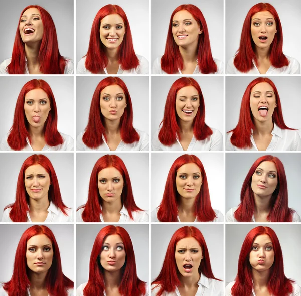 woman expressing different emotions