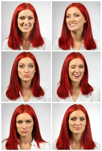 Woman expressing different emotions — Stock Photo, Image