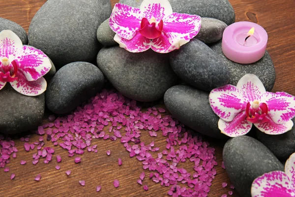 Spa stones and orchids — Stock Photo, Image