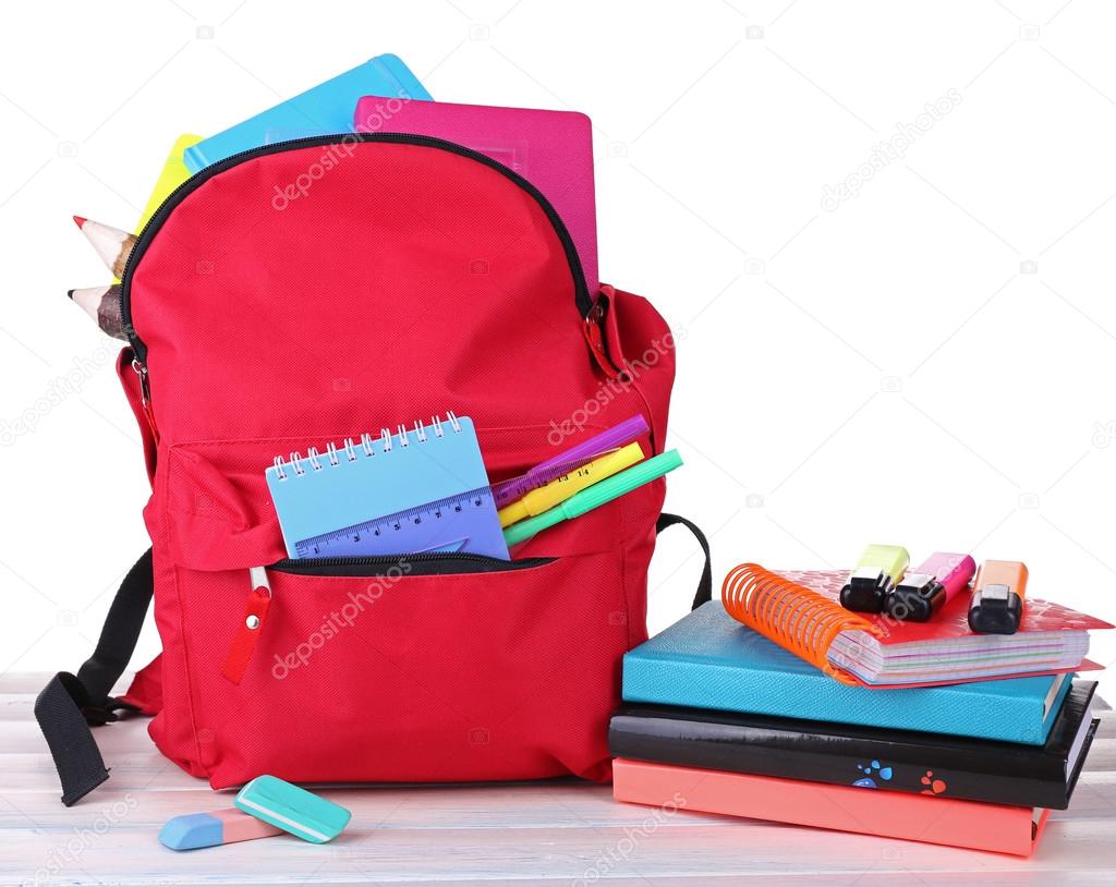 bag with school equipment