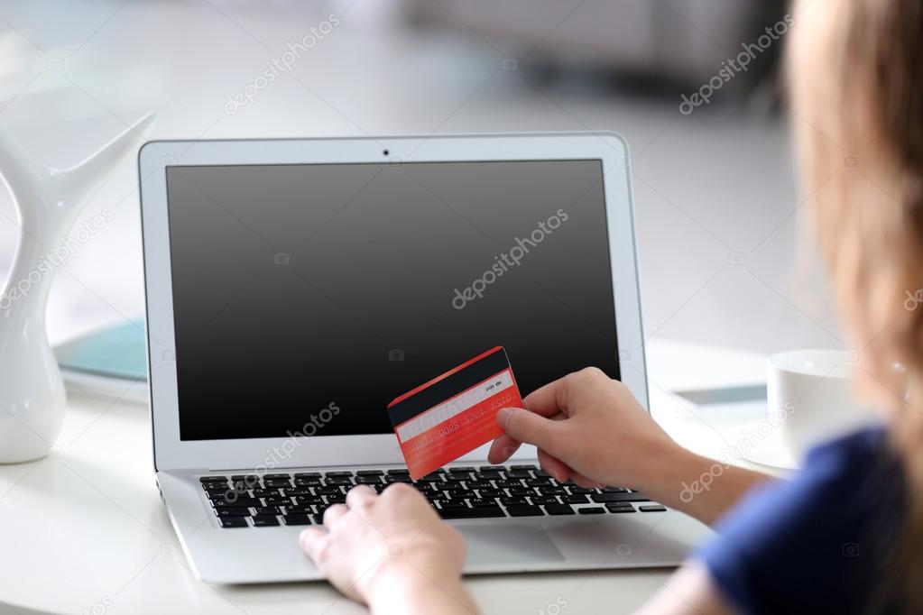 Girl making online payment