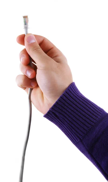 Internet kabel w ręku — Zdjęcie stockowe